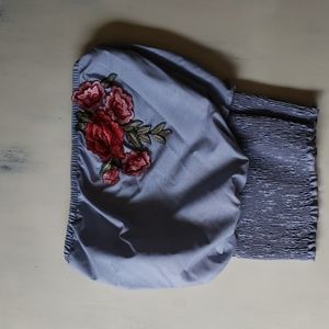 Strapless bandeau top with roses embroidery